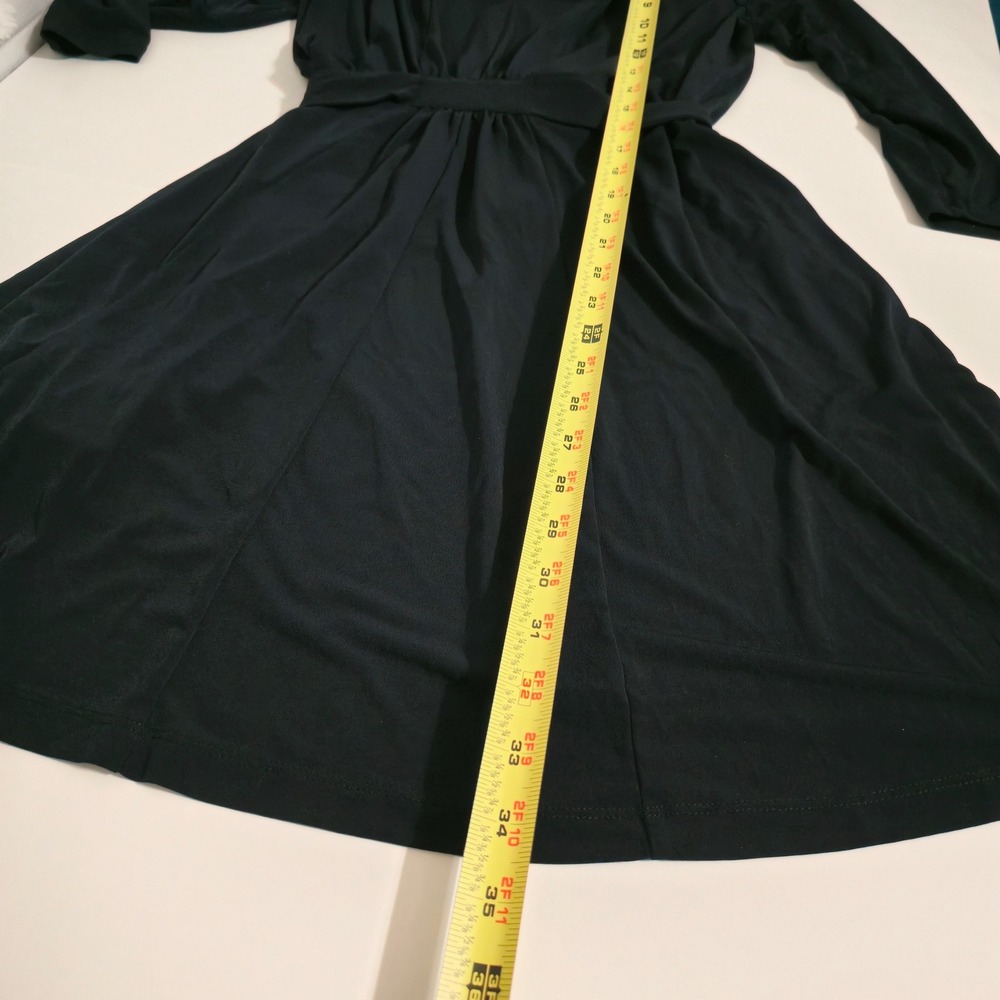 Charming Charlie Black Surplice V-Neck Fit and Flare Dress 3/4 Sleeve Small - Picture 6 of 7